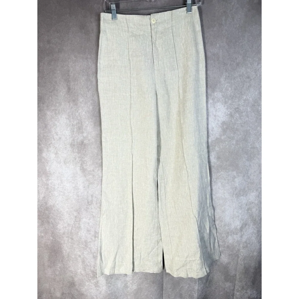 Reformation Front Seam Wide Leg Linen Pants In Oatmeal Women's Size 4